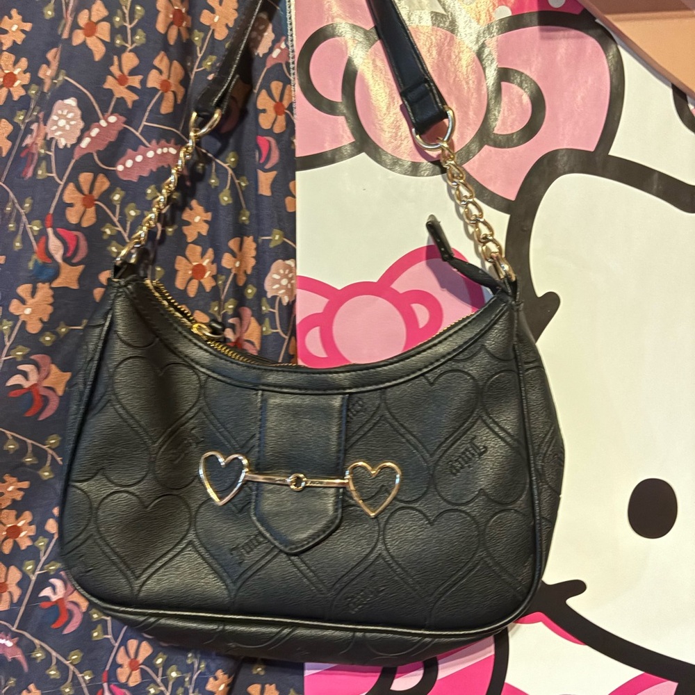 Juicy Couture Black Heart-Patterned Shoulder Bag